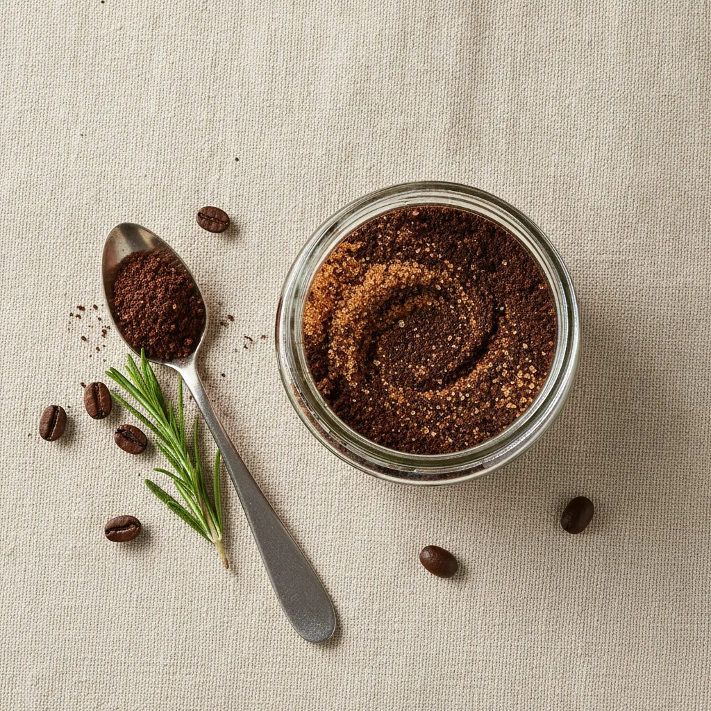 Coffee scrub in a glass jar