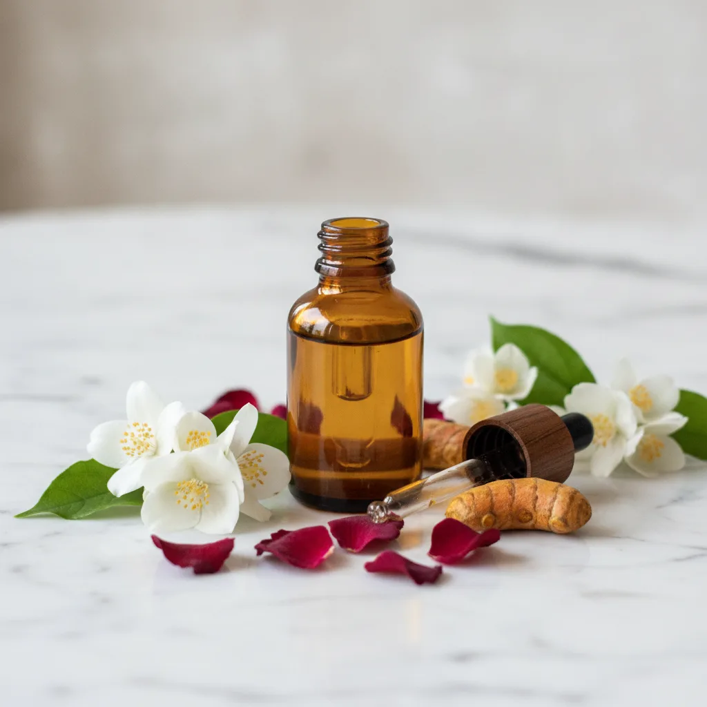 Serum dropper bottle with botanicals