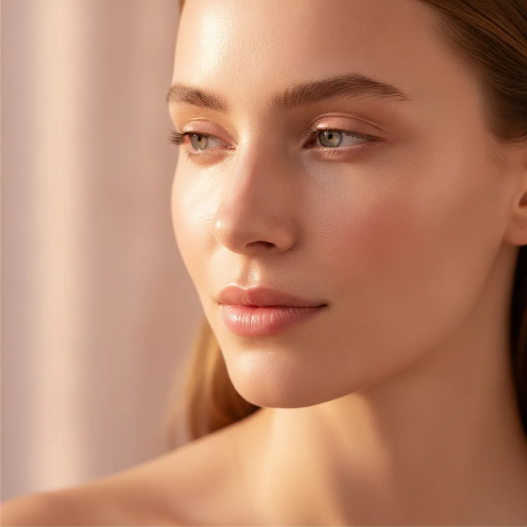 Woman with radiant glowing skin